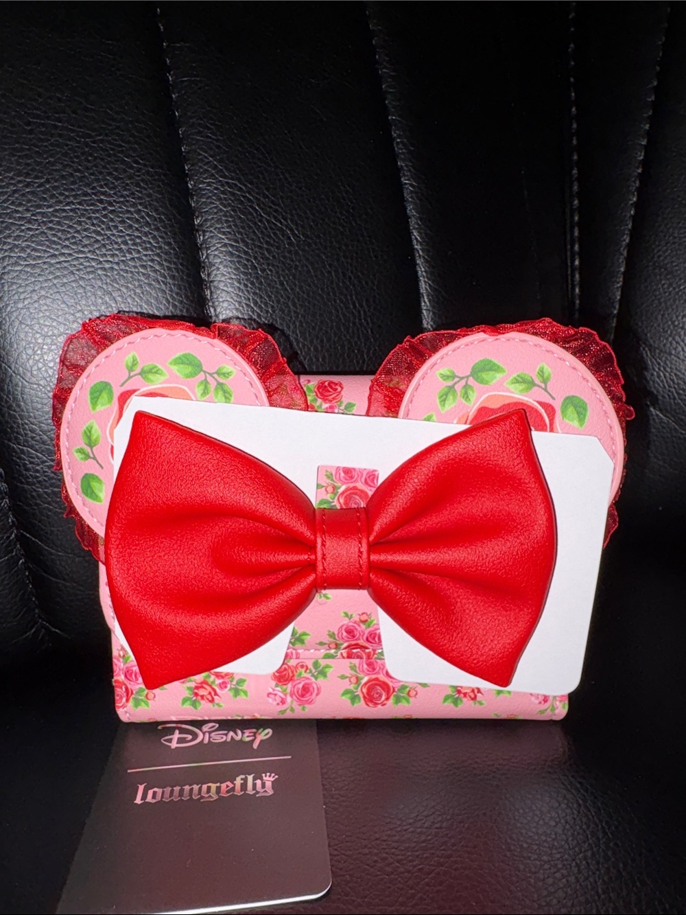 Minnie  Floral Ear Headband with Red Bow
